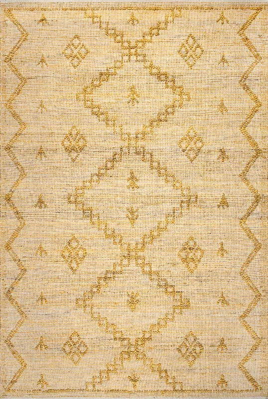 Textured Moroccan Jute Rug | Yellow