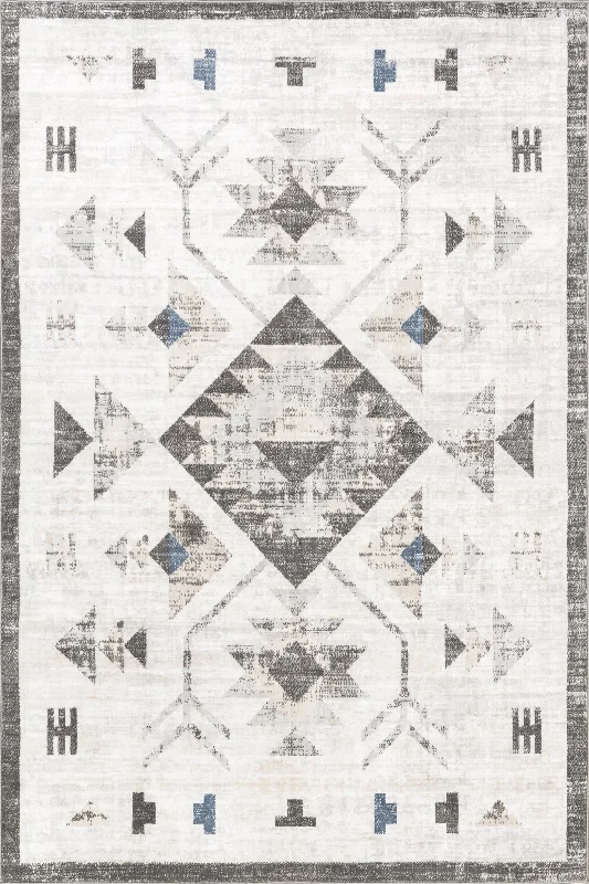 Vilani Faded Washable Rug | Light Grey