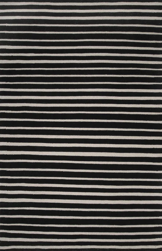 Wool Striped Rug | Black