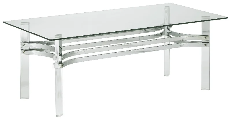 Braddoni T420-1 Chrome Finish Rectangular Cocktail Table