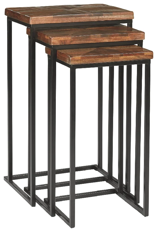 Cainthorne A4000256 BrownBlack Accent Table Set 3CN