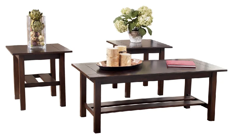 Lewis T309-13 Medium Brown Occasional Table Set 3CN