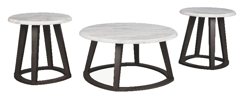 Luvoni T414-13 WhiteDark Charcoal Gray Occasional Table Set 3CN