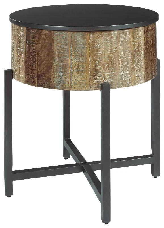 Nashbryn T240-6 GrayBrown Round End Table