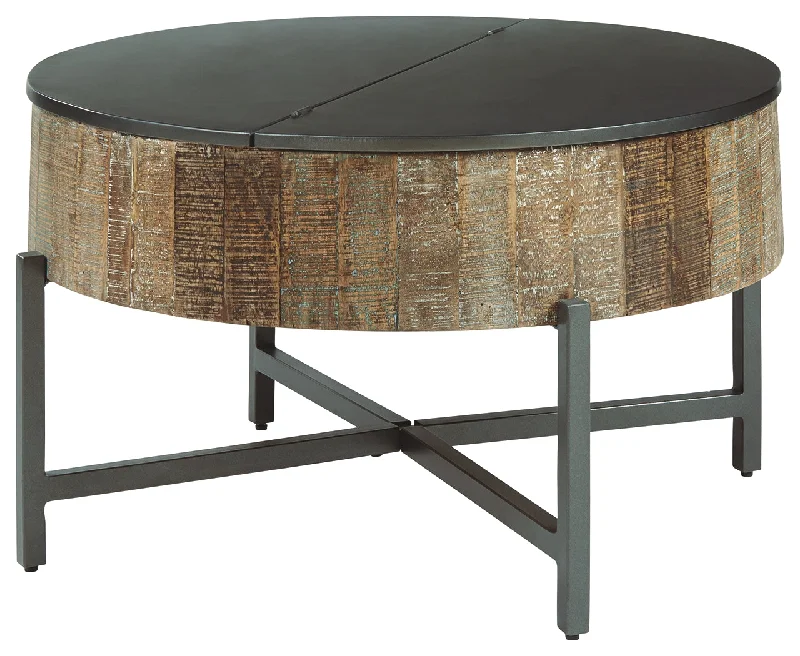 Nashbryn T240-8 GrayBrown Round Cocktail Table