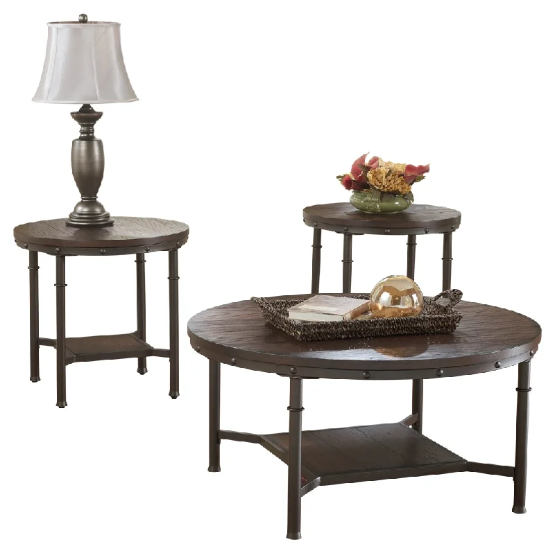 Sandling T277-13 Rustic Brown Occasional Table Set 3CN