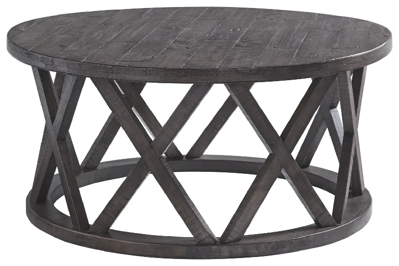 Sharzane T711-8 Grayish Brown Round Cocktail Table