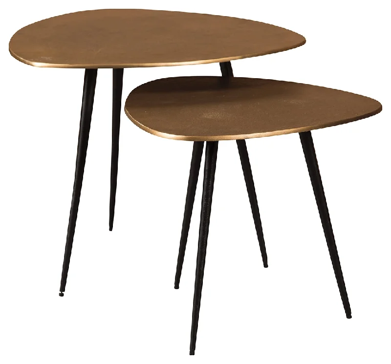 Shemleigh A4000238 BlackBrass Finish Accent Table Set 2CN