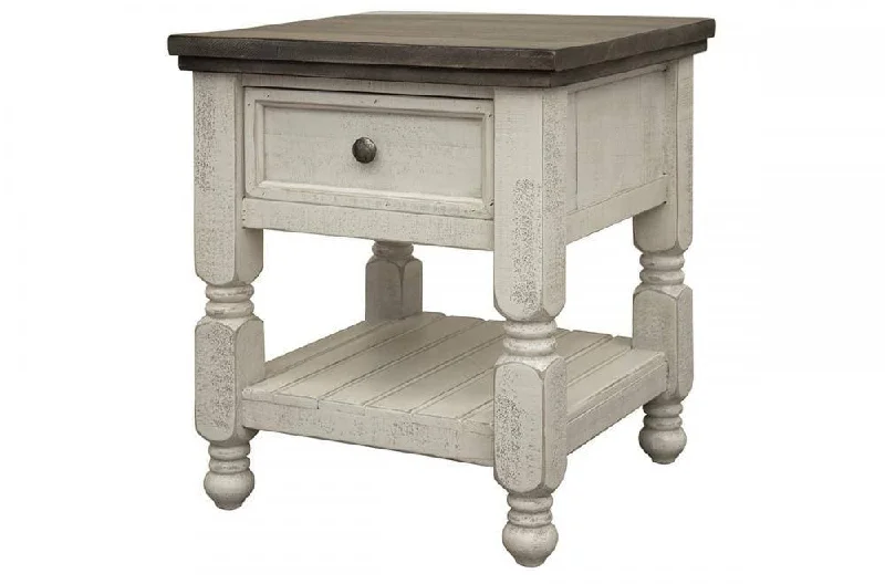 STONE 1 DRAWER/1 SHELF END TABLE