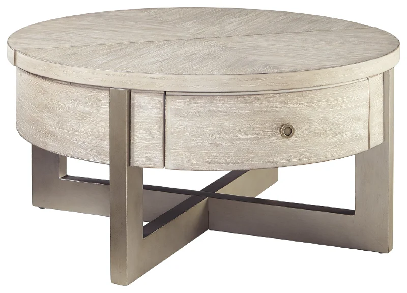 Urlander T673-8 Whitewash Round Lift Top Cocktail Table