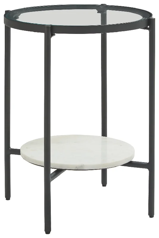 Zalany T245-6 BlackWhite Round End Table