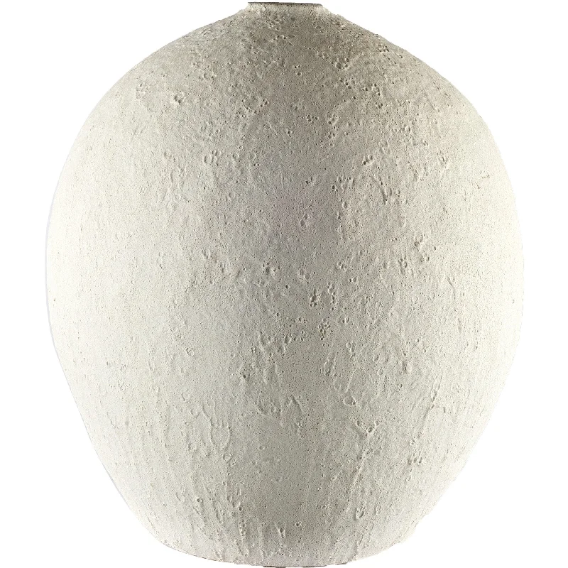 23" Wide White Textured Ceramic Vase