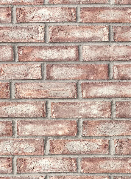 Appleton Maroon Faux Weathered Brick Wallpaper from the Main Street Collection