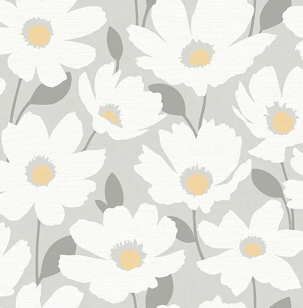 Astera Grey Floral Wallpaper