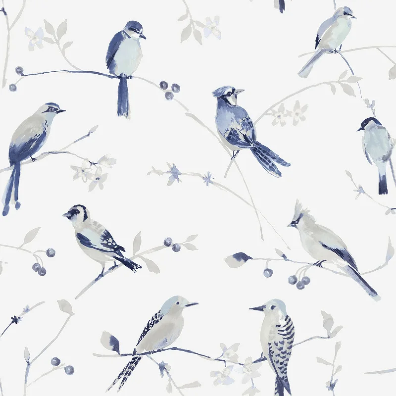 Birdsong Blue Trail Wallpaper from the Thoreau Collection