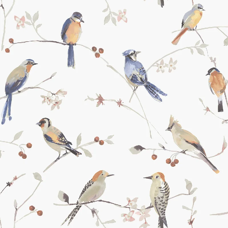 Birdsong Orange Trail Wallpaper from the Thoreau Collection