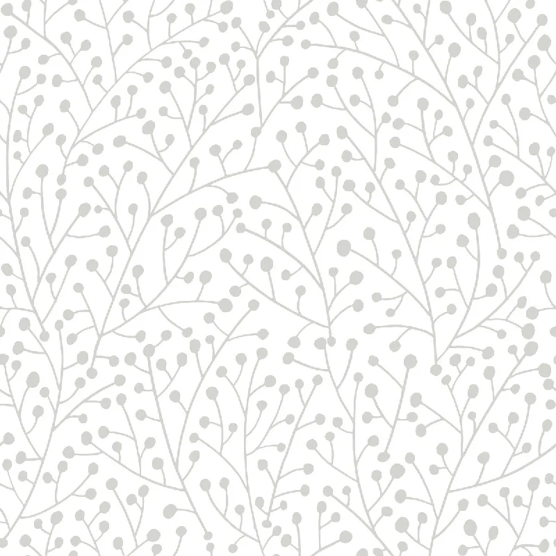 Cat Coquillette Berry Branches Peel & Stick Wallpaper in Grey