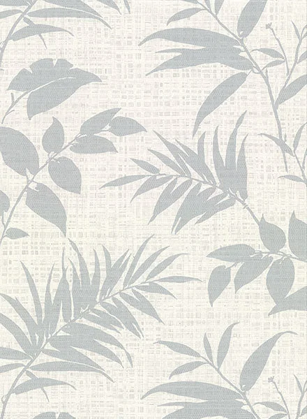 Chandler Off-White Botanical Faux Grasscloth Wallpaper from the Main Street Collection