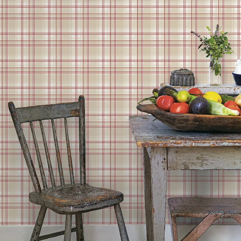 Checked Biege/Red Wallpaper from the Kitchen Recipes Collection