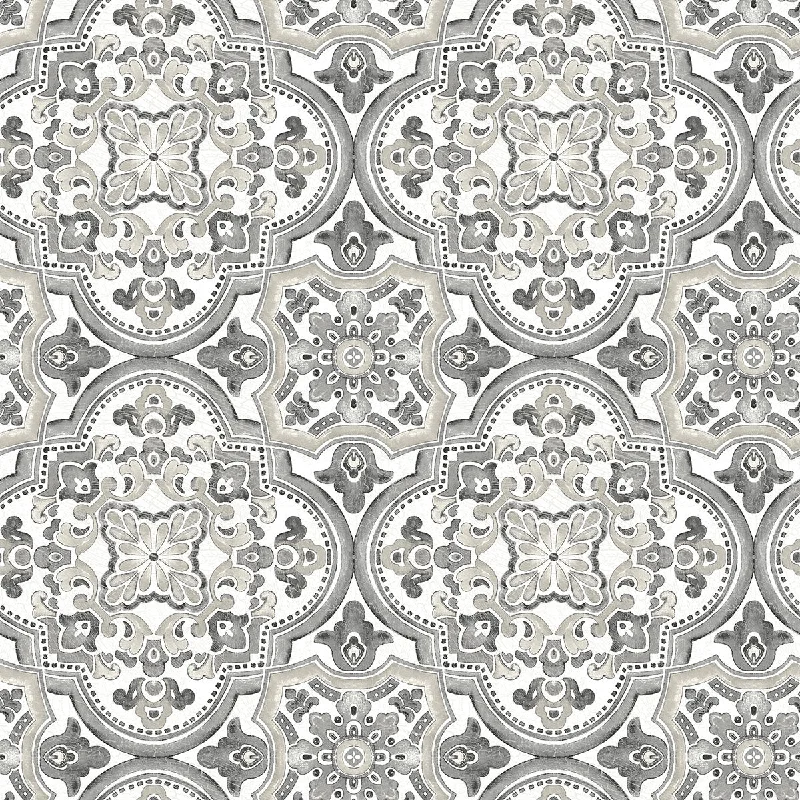 Concord Black Medallion Wallpaper from the Thoreau Collection