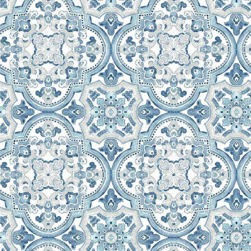 Concord Blue Medallion Wallpaper from the Thoreau Collection