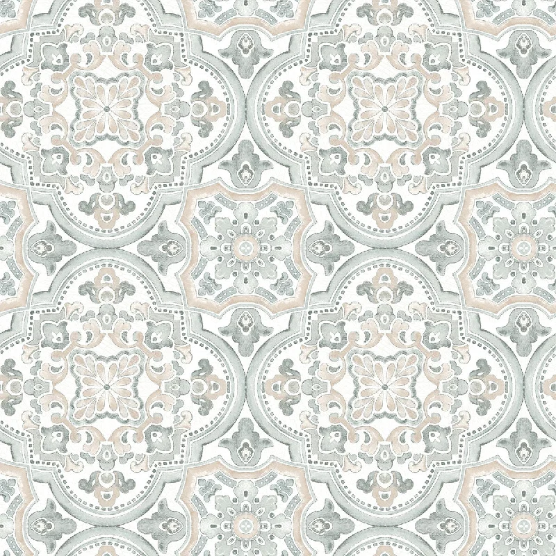 Concord Coral Medallion Wallpaper from the Thoreau Collection