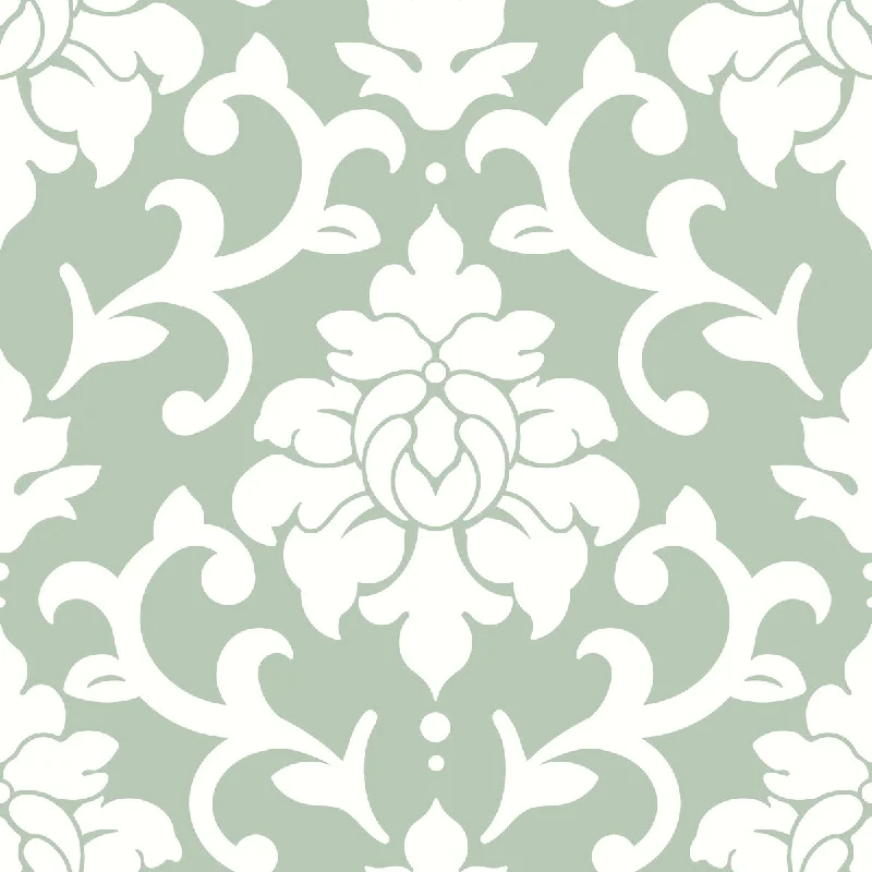 Damask Green Peel & Stick Wallpaper