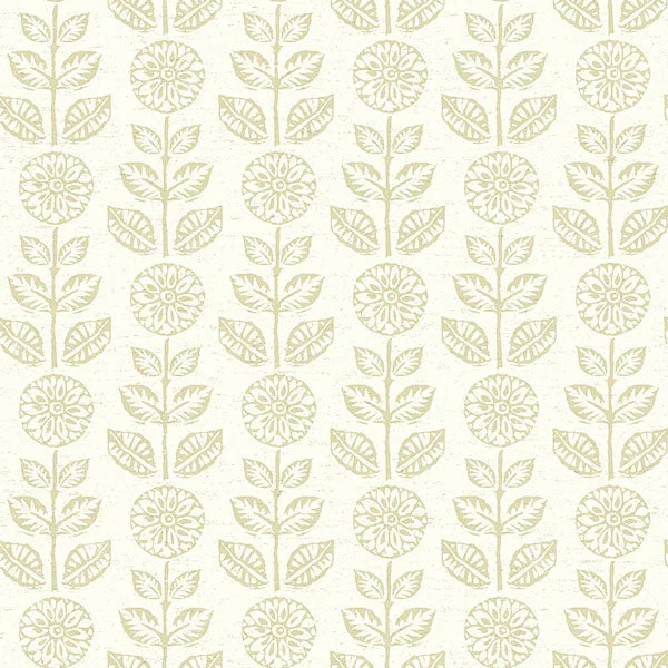 Dolly Neutral Folk Floral Wallpaper