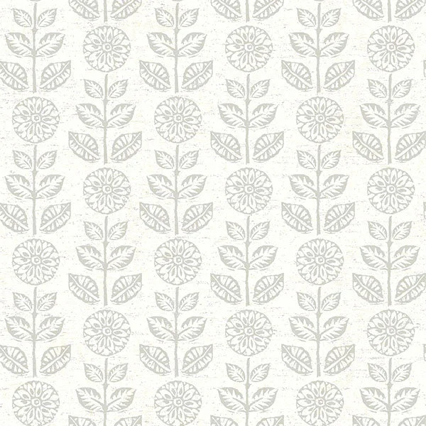 Dolly Taupe Folk Floral Wallpaper