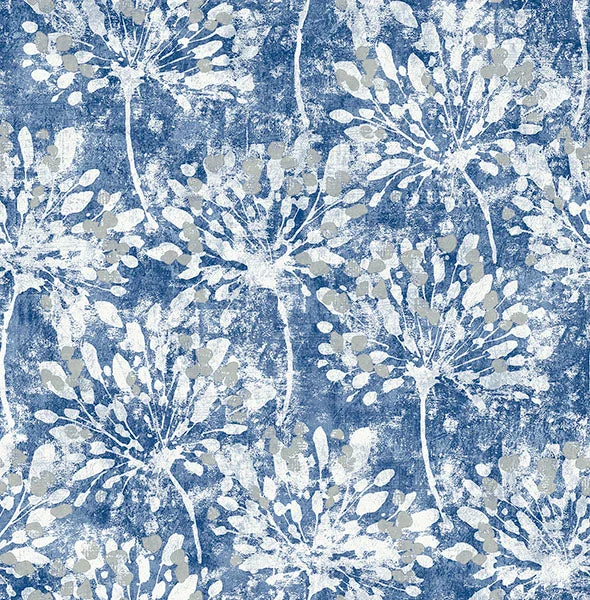 Dori Blue Painterly Floral Wallpaper