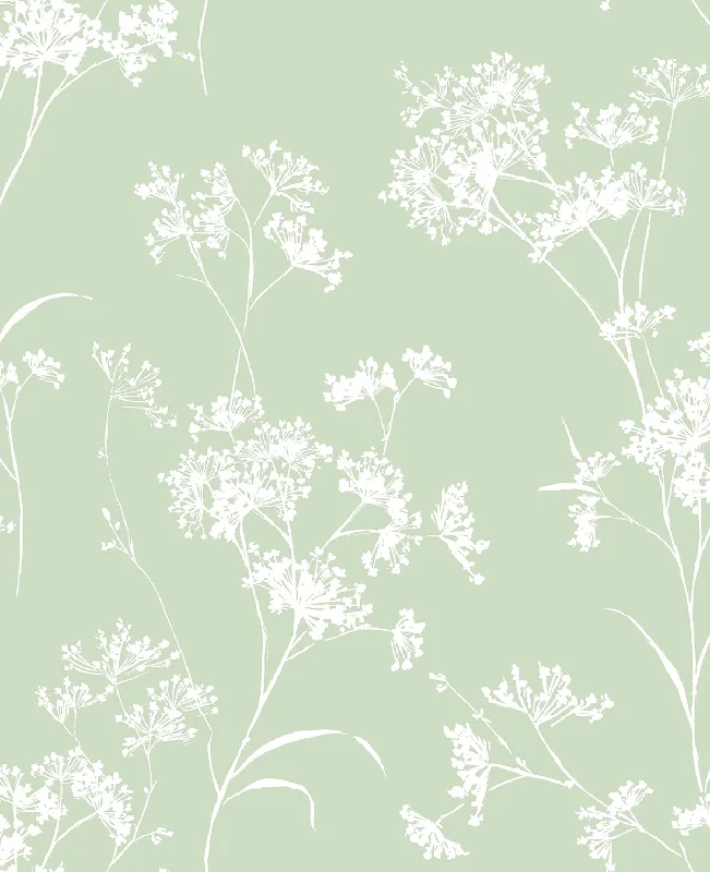 Floral Mist Peel & Stick Wallpaper in Seacrest Green