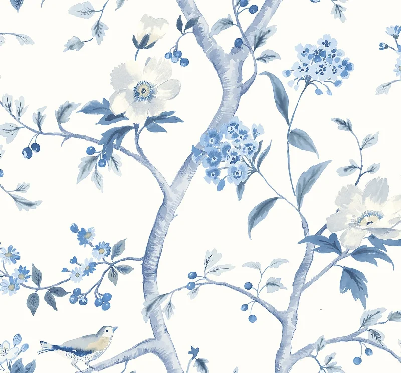 Floral Trail Peel & Stick Wallpaper in Bluestone