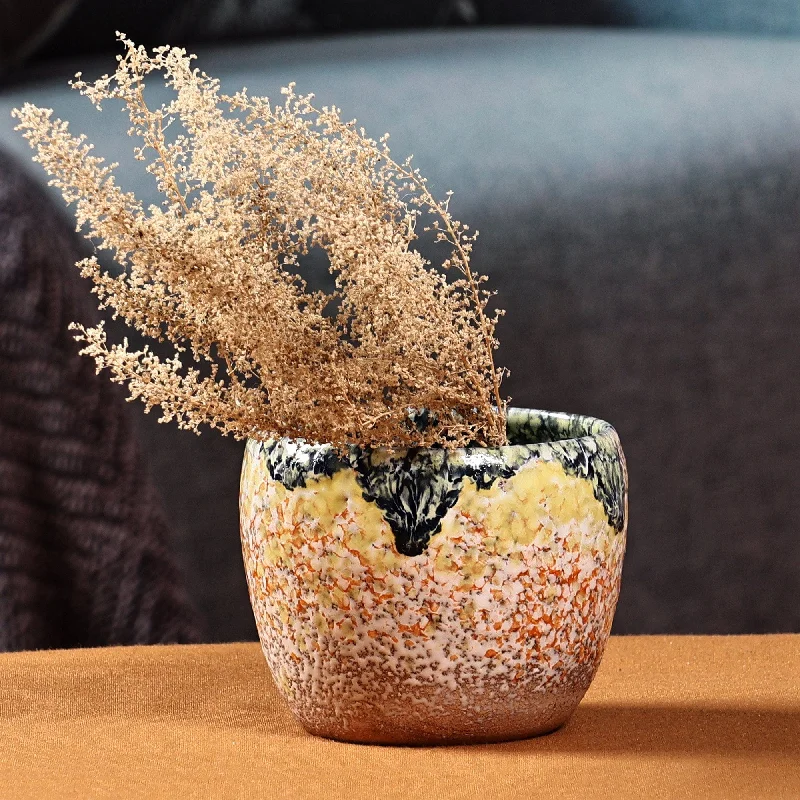 Handcrafted Modern Warm-Toned Ceramic Bowl Vase - Intense Action