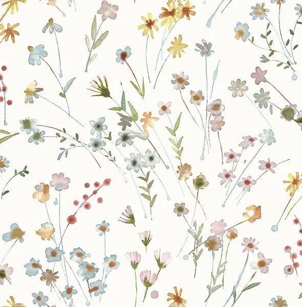 Heidi Yellow Watercolor Florals Wallpaper