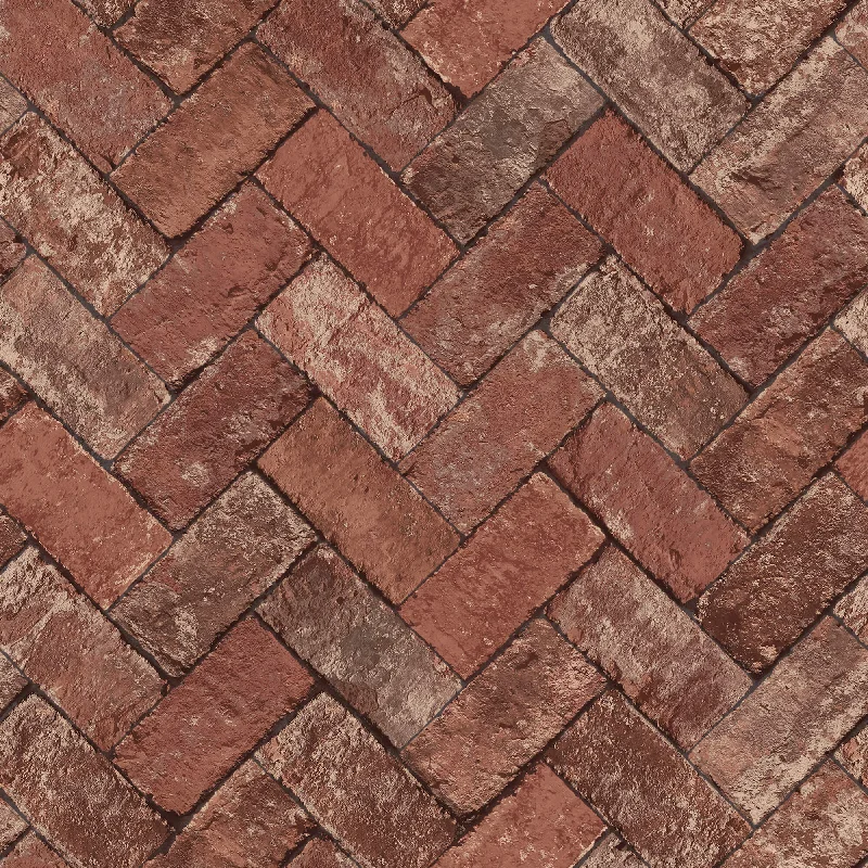 Herringbone Brick Red Wallpaper from the Just Kitchens Collection