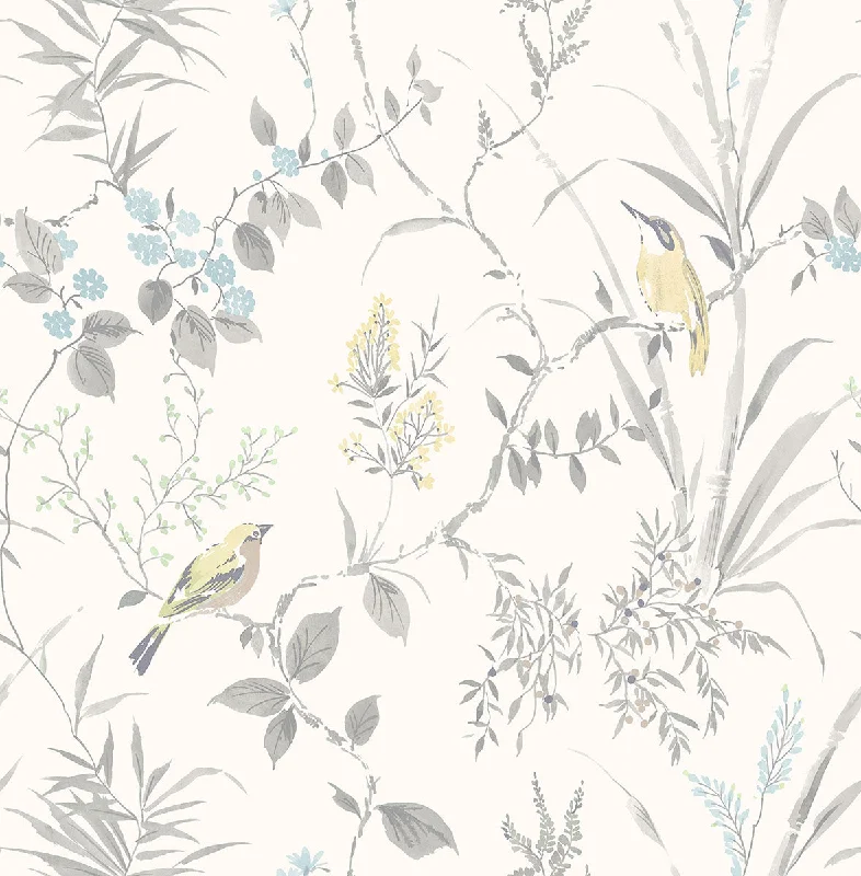 Imperial Garden Light Grey Botanical Wallpaper