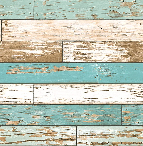 Juda Blue Scrap Wood Wallpaper