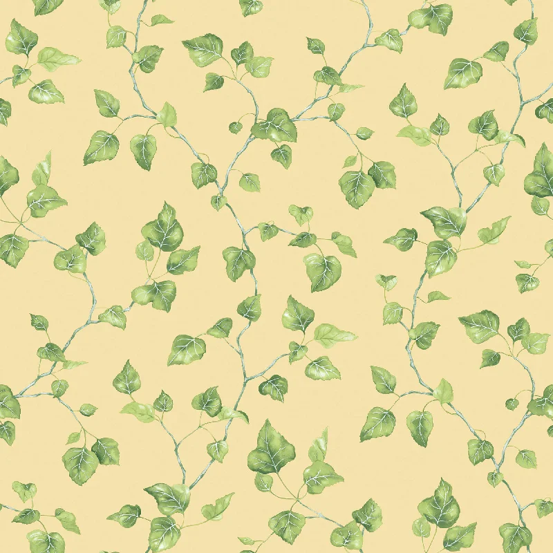 Just Ivy Yellow/Green Wallpaper from the Just Kitchens Collection