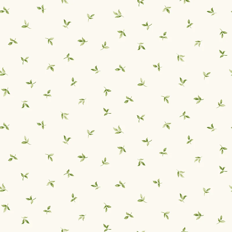 Leaf Toss Green/White Wallpaper from the Just Kitchens Collection