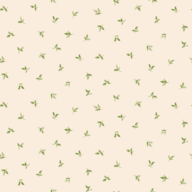 Leaf Toss Taupe/Green Wallpaper from the Just Kitchens Collection