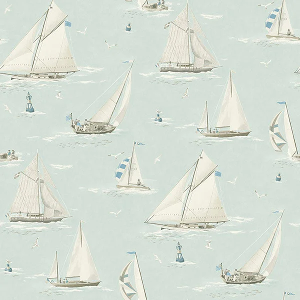 Leeward Aqua Sailboat Wallpaper