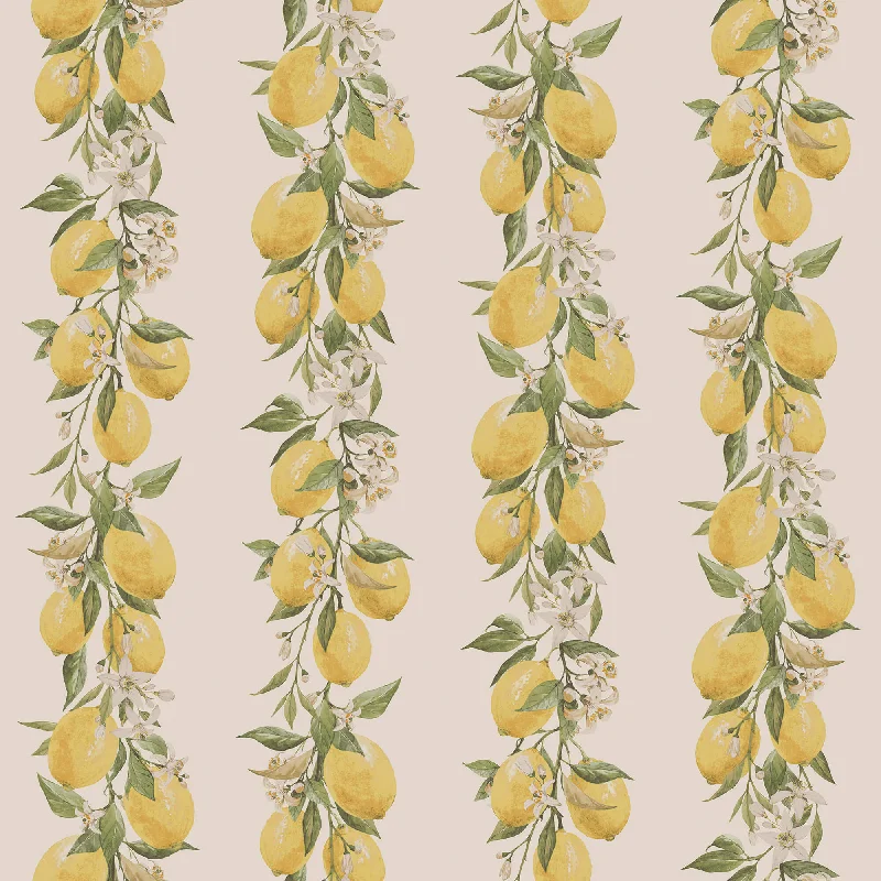 Lemon Stripe Yellow/Beige Wallpaper from the Just Kitchens Collection