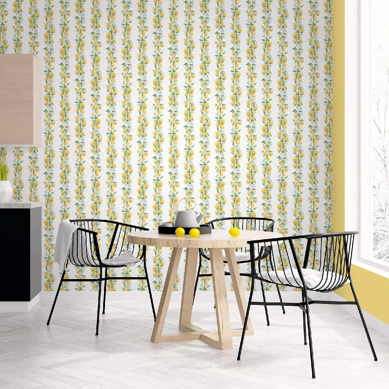 Lemon Stripe Yellow/Green Wallpaper from the Just Kitchens Collection