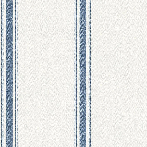 Linette Navy Fabric Stripe Wallpaper from the Delphine Collection