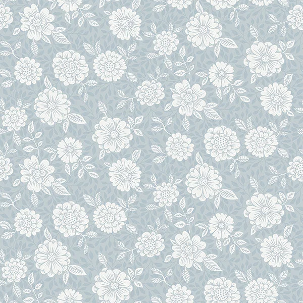 Lizette Light Blue Charming Floral Wallpaper