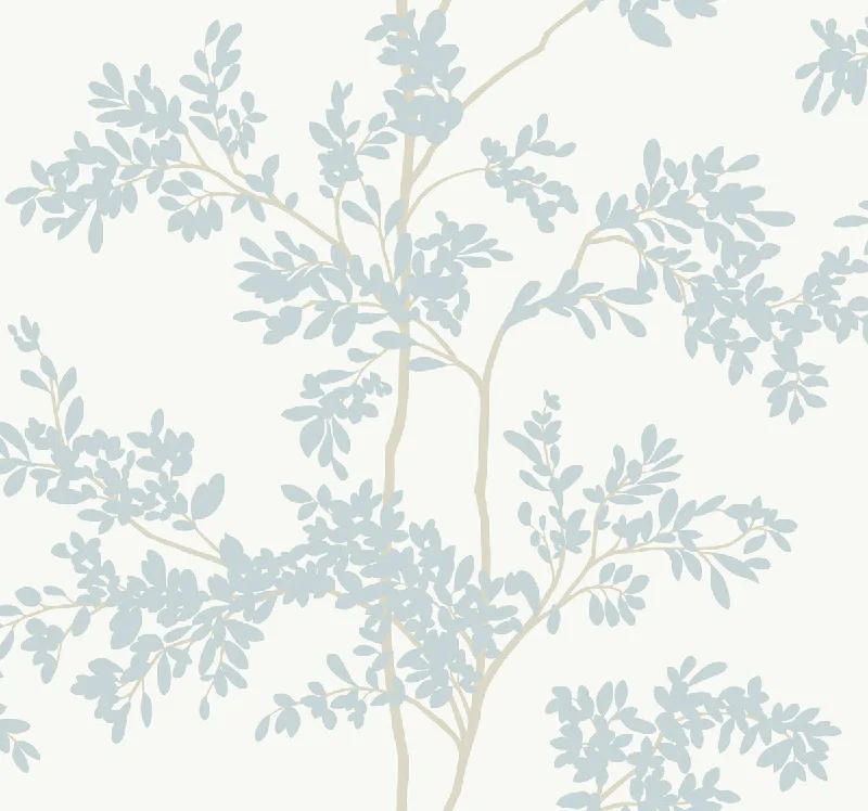 Lunaria Silhouette Wallpaper in White/Cloud Blue from the Blooms Second Edition