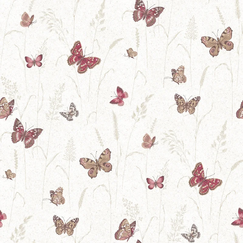 Meadow Butterfly Red/Cream Wallpaper from the Kitchen Recipes Collection