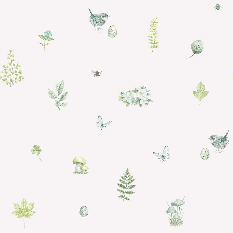 Meadow Spot Green/White Wallpaper from the Just Kitchens Collection