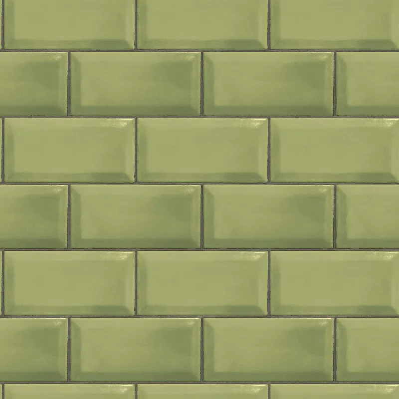 Metro Tile Green Wallpaper from the Just Kitchens Collection