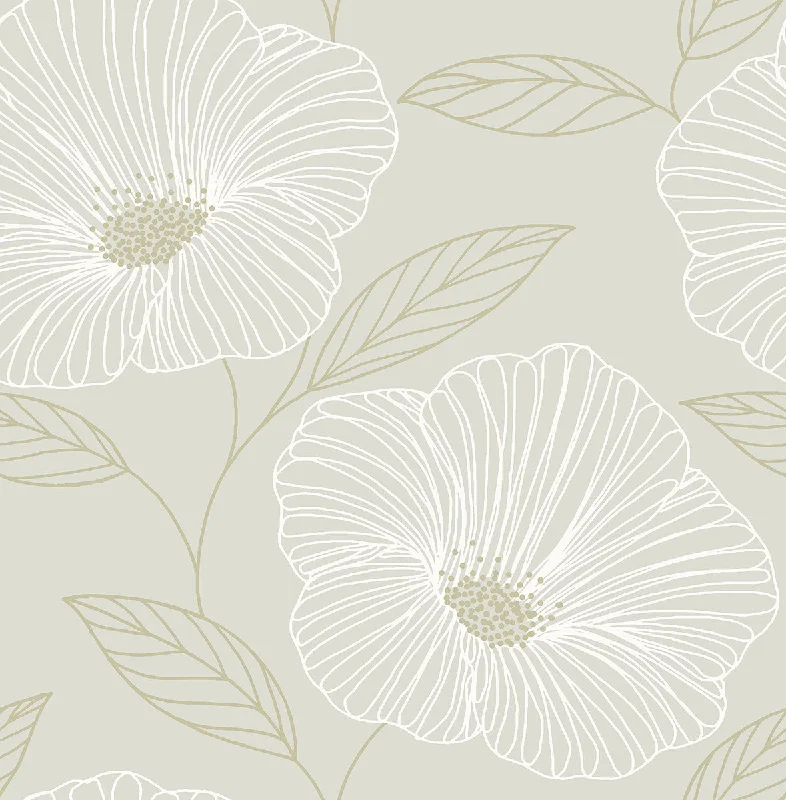 Mythic Light Grey Floral Wallpaper